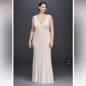 David’s Bridal- Allover Lace V-Neck Sheath Wedding Dress